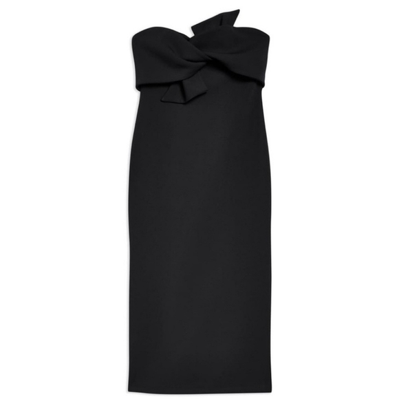 NWOT Topshop strapless twist bow black midi dress 12 - Picture 4 of 7